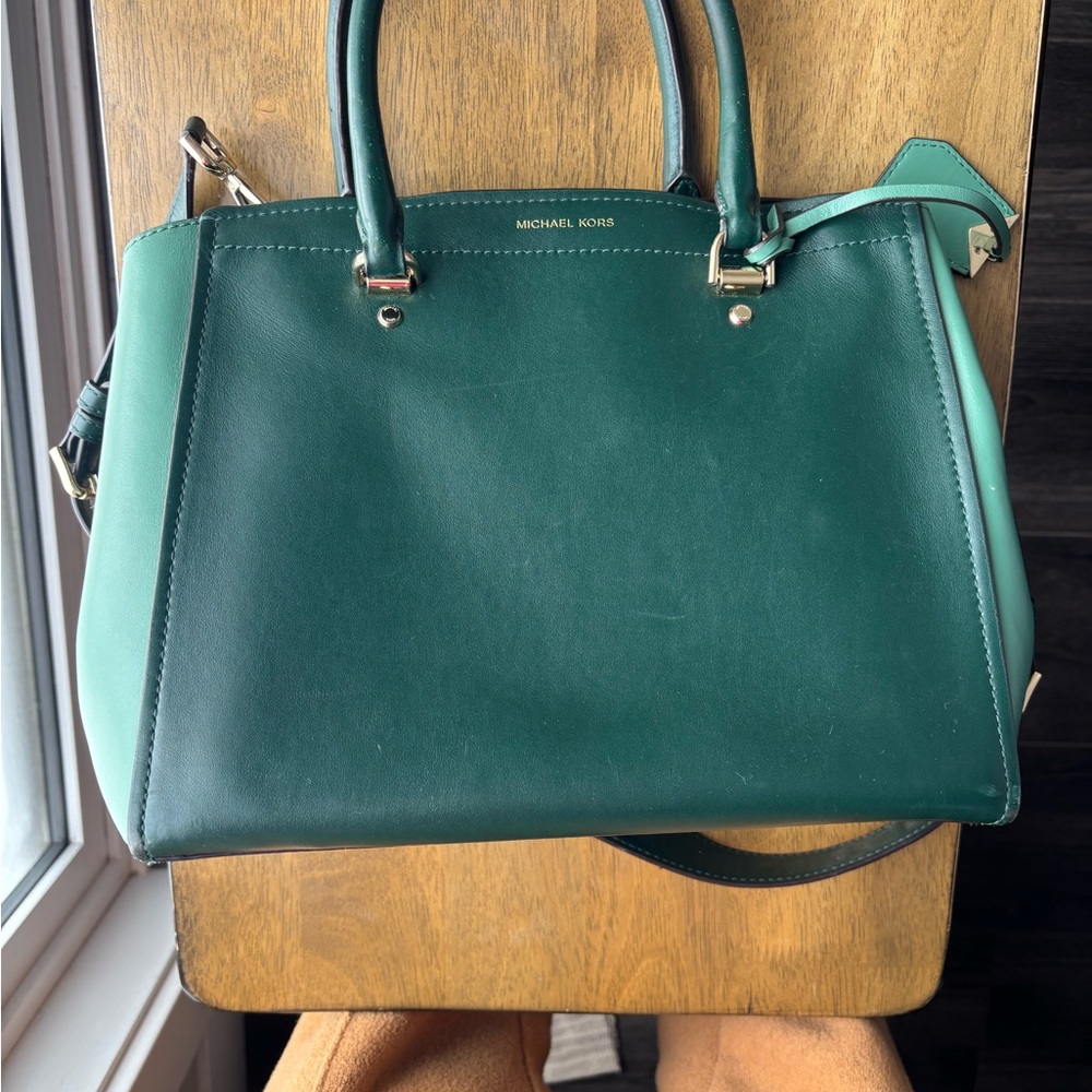 Michael Kors Green Leather Tote Bag